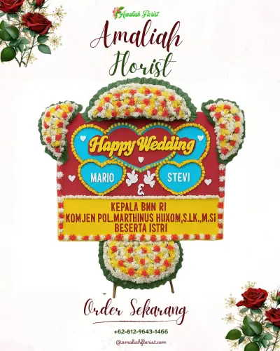 Karangan Papan Bunga Pernikahan di Muaracikadu